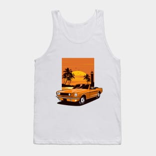 Classic car and beach sunset Tank Top